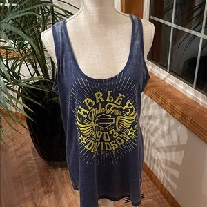Harley-Davidson Women's Blue Tank with Yellow Design Australia